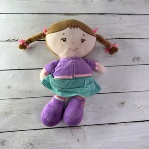 Kids Preferred Plush Doll Brown Hair Purple Green Corduroy Skirt